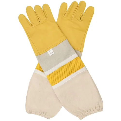 DZXZY Guantes profesionales de apicultura de piel de cabra de primera calidad, suministros de apicultura con lona larga, mangas ventiladas y puños
