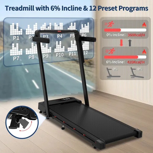 Miniatura 7 de Caminadora 4 en 1 con control remoto inclinado compacto 3.0HP plegable debajo del escritorio para oficina en casa, fitness, capacidad de 300 libras