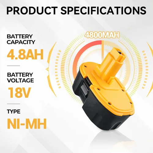 Miniatura 2 de Paquete de 2 baterías de repuesto DC9096 de 4.8 Ah 18 V para DeWalt compatible con baterías Dewalt de 18 V DC9098 DE9098 DE9098 DW9096 DW9095