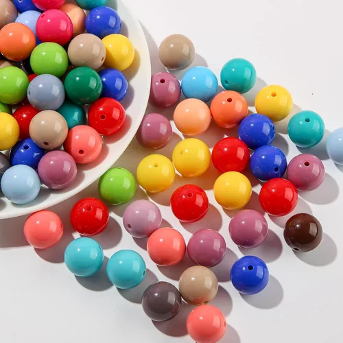 Miniatura 5 de Cuentas de acrílico de 16 mm Cuentas de acrílico multicolor Cuentas de acrílico redondas Cuentas de colores para manualidades de joyería DIY