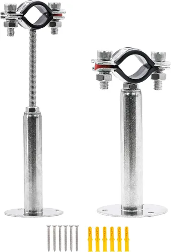 Paquete de 2 soportes de tubo, soporte de tubo de acero inoxidable 304 para montaje en pared y techo, abrazadera de anillo colgante con tornillos