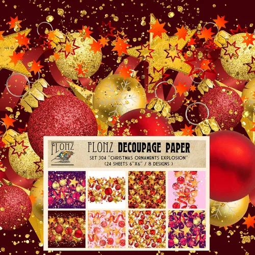 Miniatura 16 de Paquete de papel para decoupage (24 hojas 15x15 cm) # Papel con patrón estilo vintage Mystical Blizzard para decoupage, manualidades y álbumes de 34