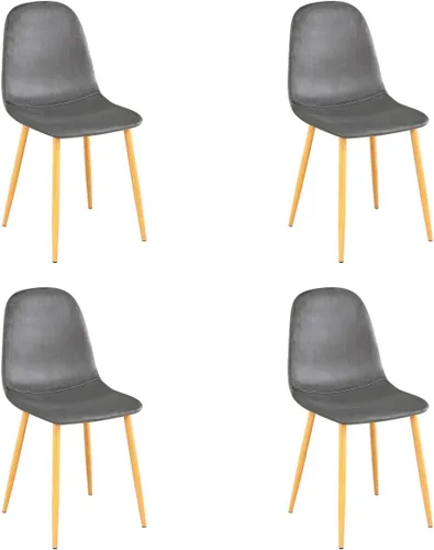 Miniatura 8 de COZYCASA Juego de 4 sillas de comedor, estilo moderno de mediados de siglo, sillas auxiliares de comedor con patas de metal, cómodas para cocina