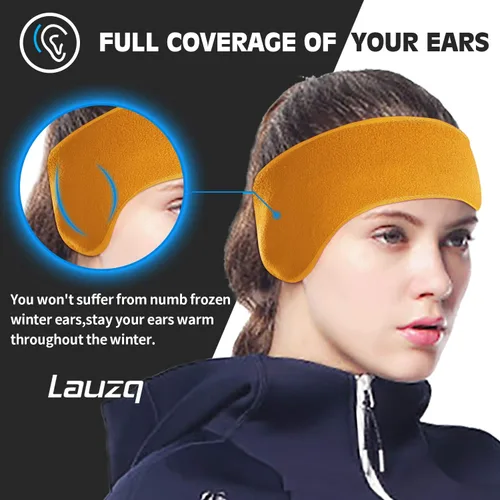 Miniatura 2 de Lauzq Invierno de forro polar calentadores de orejas para hombres, mujeres, niños, esquí, correr, ciclismo