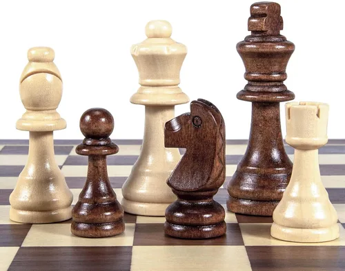 Miniatura 2 de AMEROUS Piezas de ajedrez de madera solamente, piezas de ajedrez Staunton de madera para torneo con rey de 3.5 pulgadas, peones de juego de ajedrez