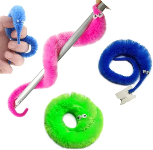 Miniatura 8 de SHENGSEN 24 piezas de juguetes de gusanos peludos, gusanos de cuerda para mascotas, gusanos peludos en cuerda, juguete de truco, regalos de fiesta