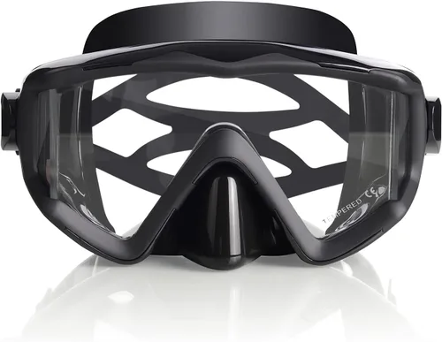 Miniatura 7 de Máscara de buceo Pano 3 para adultos, máscara de esnórquel de vidrio templado, máscara de natación antivaho sin fugas, gafas de natación con Negro