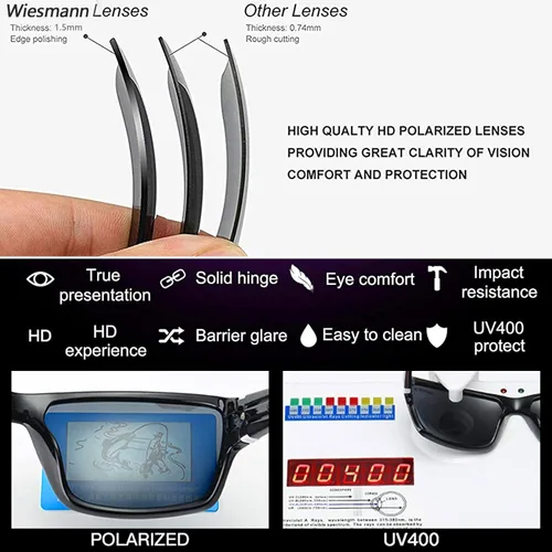 Gafas de sol deportivas polarizadas para hombres y mujeres, ciclismo, conducción, pesca, gafas de sol cuadradas 100% de protección
