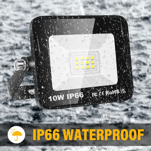 Miniatura 4 de SKYWORLD Paquete de 2 focos LED de 10 W para exteriores, luces de seguridad de 1000 lúmenes, lámpara exterior de 6000 K, luz blanca diurna, IP66
