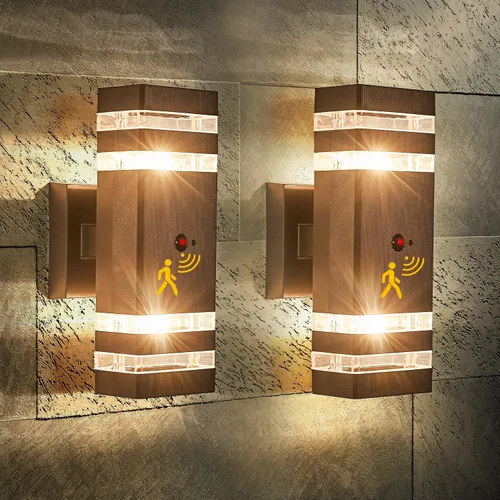 Miniatura 17 de Lámpara de pared con sensor de movimiento para exteriores, luces de porche arriba y abajo, moderna, del atardecer al amanecer, aplique exterior