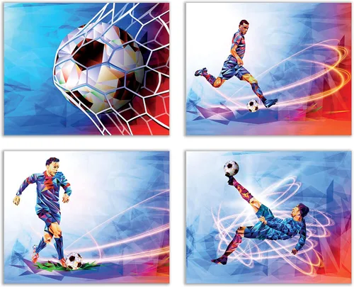 Miniatura 7 de Summit Designs Impresiones artísticas de fútbol para pared, juego de 4 pósteres de fútbol sin marco (8 x 10), decoración de habitación para hombres