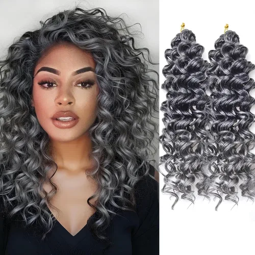 Miniatura 76 de GoGo Curl Crochet Hair 18 pulgadas onda de agua pelo sintético bohemio ganchillo trenzado jengibre onda profunda extensiones de cabello trenzado