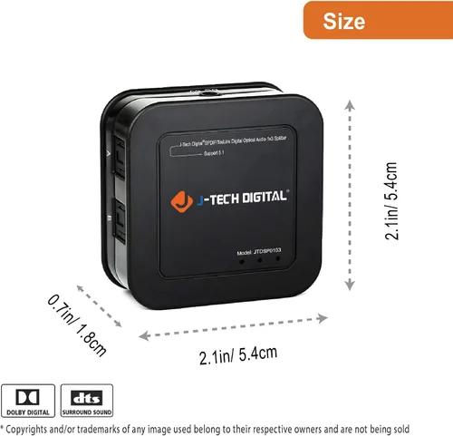 Miniatura 2 de J-Tech Digital Interruptor digital premium de señal de fibra óptica a audio SPDIF, con conexión TOSLINK, con control remoto