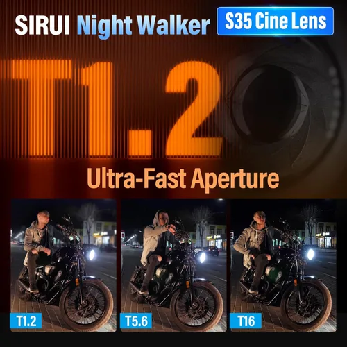 Miniatura 2 de Sirui Night Walker T1.2 S35 Juego de Lentes Cine, 16mm, 24mm, 35mm, 55mm, 75mm Lentes de Apertura Grande con Enfoque Manual (Montura E, Negro)