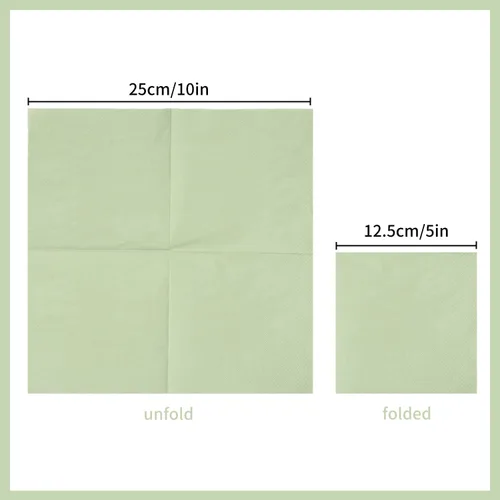 Miniatura 2 de 300 paquetes de servilletas de cóctel de 2 capas, servilletas de postre plegadas de 5 x 5 pulgadas, servilletas desechables para cena, boda, Verde