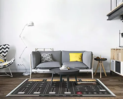 Miniatura 4 de Alfombra estéreo retro, para estudio de grabación para amantes de la música, antideslizante, de fácil cuidado, alfombra de área grande, alfombra