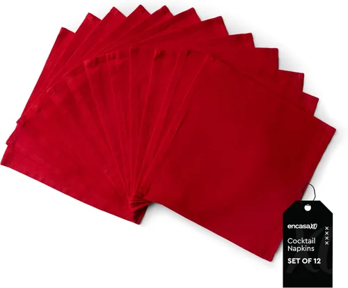 Miniatura 17 de Encasa XO Cocktail Cloth Napkins Set of 12 Pure Cotton Table Napkin Size (9"x9") B Grey Solid Machine Washable