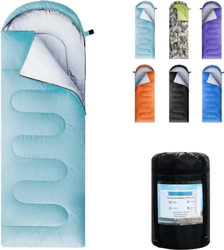 Miniatura 11 de Sacos de Dormir para Adultos, Niños y Niñas - Saco de Dormir Ligero Impermeable para Clima Cálido y Frío con Mochila Compacta, Ideal para 3-4