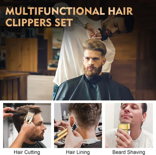 Miniatura 7 de Suttik Cortapelos para hombres profesionales, recortadora de barba inalámbrica y afeitadoras eléctricas para hombres, cortapelos y kit de 2-Dorado