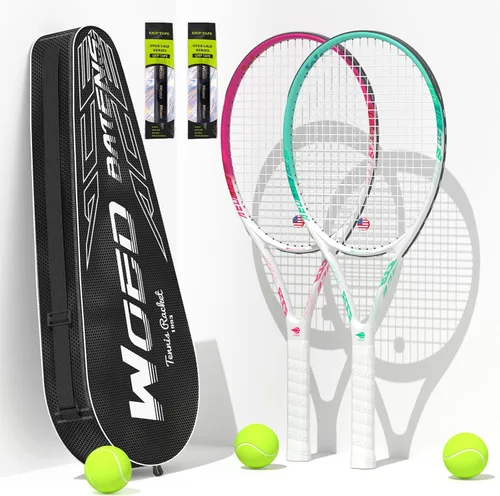 Raqueta de tenis para 2 jugadores adultos, perfecta para principiantes y jugadores profesionales, raqueta de tenis de velocidad de 27", incluye