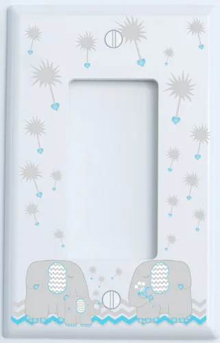 Miniatura 8 de Cubiertas de interruptor de luz de elefante de diente de león azul y gris de palanca individual/decoración de guardería