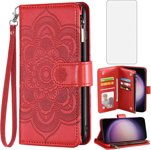 Miniatura 10 de Asuwish Funda de teléfono para Samsung Galaxy S23 5G con protector de pantalla de vidrio templado y tarjetero de cuero con diseño de flores, soporte