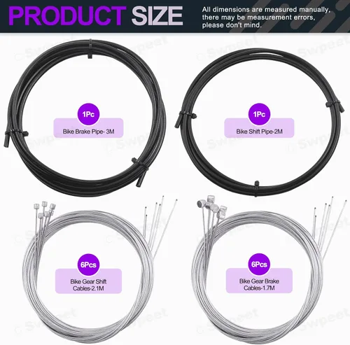 Miniatura 3 de Swpeet Carcasa universal para cable de cambio de bicicleta, 67 unidades, con kit de cortador de cables de bicicleta, tapas de extremo de cable