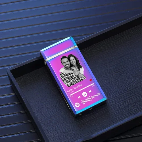 Miniatura 3 de Encendedor de canción con código de Spotify personalizado, encendedor de arco eléctrico a prueba de viento, interruptor táctil grabado