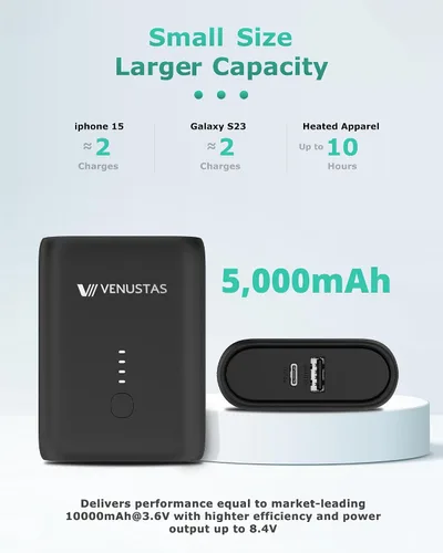 Miniatura 2 de Venustas Batería ultracompacta para chalecos térmicos de 7.4 V, chaquetas térmicas y sudaderas con capucha