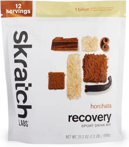 Skratch Labs Mezcla de bebida de recuperación después del entrenamiento con horchata, (21.2 onzas, 12 porciones) con proteína de leche completa de