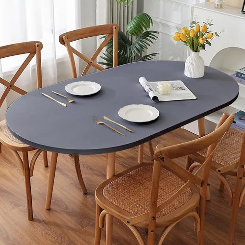 Miniatura 15 de Mantel redondo de elastano, suave y agradable a la piel, sin pelusas, funda de mesa de tela transpirable con banda elástica para comedor, reunión