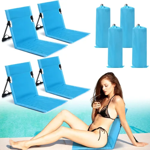 Miniatura 16 de Karenhi Sillas plegables junto a la piscina para borde de la piscina, sillas de playa portátiles con soporte trasero, asientos plegables de piscina