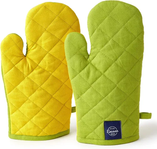 Miniatura 10 de Encasa XO Guantes de horno resistentes al calor de algodón (juego de 2 piezas) - Acolchados y seguros 30x17 cm - para cocina, cocinado y horneado
