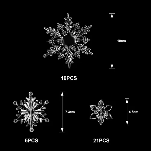 Miniatura 3 de 36 Piezas de Adornos de Copo de Nieve de Navidad, Adornos de Árbol de Navidad de Cristal Iridescente, Adornos de Árbol de Navidad de Plástico
