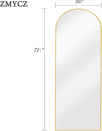 Miniatura 2 de Espejo de Cuerpo Completo, 71"x26" Espejo Arqueado de Cuerpo Completo, Espejo de Arco con Soporte, Espejos de Pie Grandes, Espejos de Cuerpo Dorado