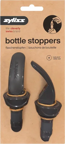 Miniatura 11 de Zyliss Juego de 2 tapones para botellas, selladores reutilizables a prueba de fugas para vino y bebidas con asas ergonómicas de paja de trigo, sello