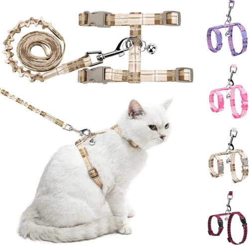 BEAUTYZOO Juego de arnés y correa para gatos a prueba de escapes para caminar, arneses de chaleco suaves y ajustables para gatitos para gatos
