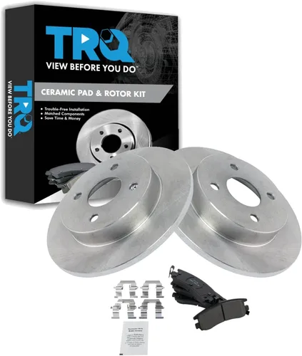 Miniatura 141 de TRQ Kit de rotor de freno trasero y pastillas de cerámica Posi premium compatible con camioneta Chevy GMC