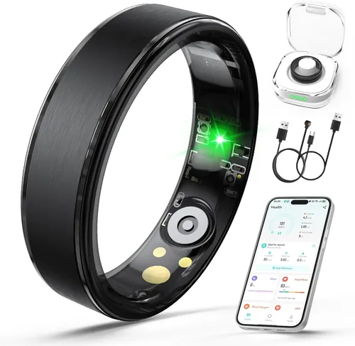 Anillo inteligente para mujeres y hombres, anillo de seguimiento de salud con frecuencia cardíaca, monitor de sueño, oxígeno en sangre, HRV, estrés,