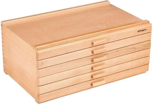 Miniatura 4 de KINGART Caja de almacenamiento de madera con 6 cajones para artistas, 15-3/4 pulgadas de ancho x 10 pulgadas de profundidad x 6-1/2 pulgadas