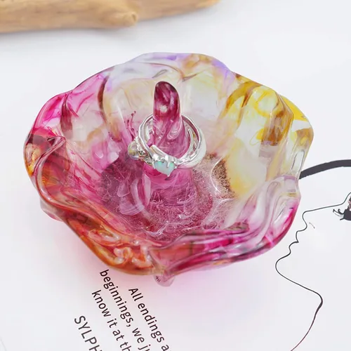 Miniatura 4 de Molde de soporte de anillo de resina, 2 moldes de silicona con forma de rosa para resina, moldes de silicona para almacenamiento de joyas