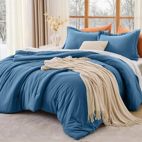 Miniatura 23 de MUXHOMO Juego de edredón beige tamaño individual/individual XL, ropa de cama alternativa ultrasuave para todas las estaciones. El juego de cama
