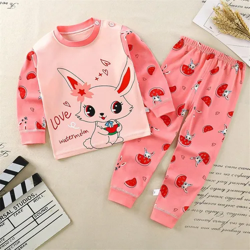 Miniatura 2 de TBUIALL Pijamas para niños pequeños, recién nacidos, bebés, niños y niñas, manga larga, con dibujos animados, pantalones de pijama, ropa de dormir