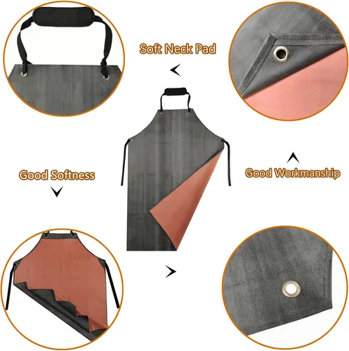 Miniatura 3 de TonLing Delantal de Goma Impermeable con Guantes de Goma Gruesos para Hombres y Mujeres, Delantales Químicos de Servicio Pesado con Almohadilla