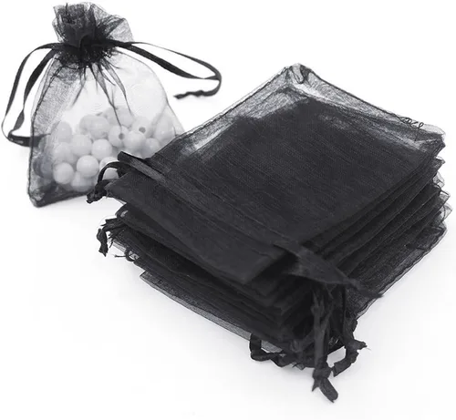 Boshen 100/200PCS Bolsas de Organza Transparentes para Regalos y Dulces, Bolsas de Malla para Joyas con Cordón a Granel para Favores de Bodas,
