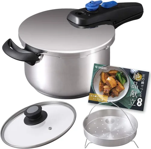 Miniatura 12 de Iris Ohyama RAN-6L - Olla a presión, 1.2 galones (6.0 L), compatible con gas IH, apertura y cierre de un solo toque, libro de recetas y tapa
