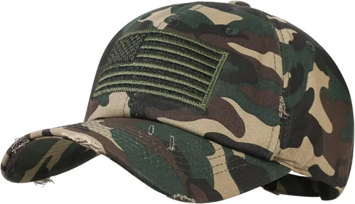 Miniatura 100 de IIN Gorra de béisbol con bandera estadounidense para hombres y mujeres, de perfil bajo, militar, militar, militar, para papá