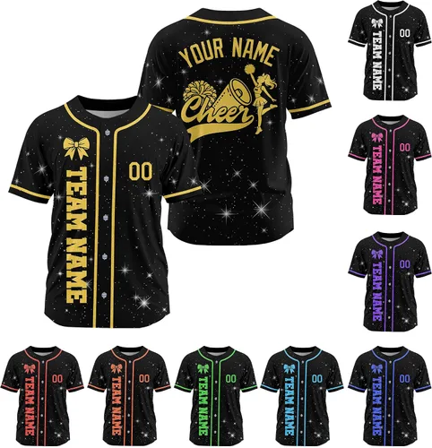 Miniatura 20 de Camiseta de béisbol de uniforme de animadora personalizada, camiseta de animadora para niñas, mujeres, jóvenes, niños, camiseta con purpurina