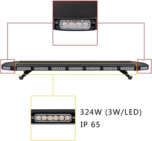 Miniatura 8 de CORP - Barra de luz estroboscópica de emergencia de 46 pulgadas con 108 LED y 4 luces estroboscópicas intermitentes de 4 LED, caja de control