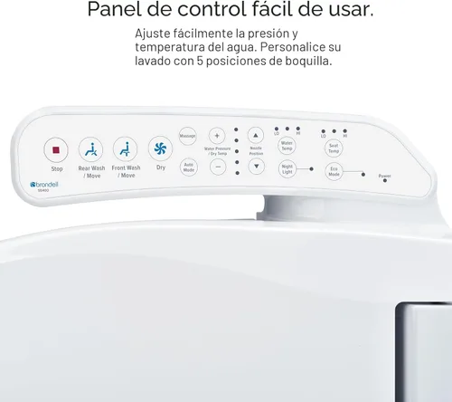 Miniatura 6 de Brondell SE400-EW Swash SE400 - Asiento de inodoro con bidé eléctrico, con asiento calefactado, boquilla oscilante de acero inoxidable, secadora